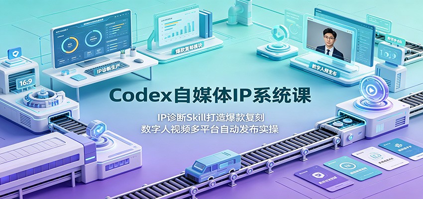Codex自媒体IP系统课:IP诊断Skill打造爆款复刻,数字人视频多平台自动发布实操-老吴出海笔记