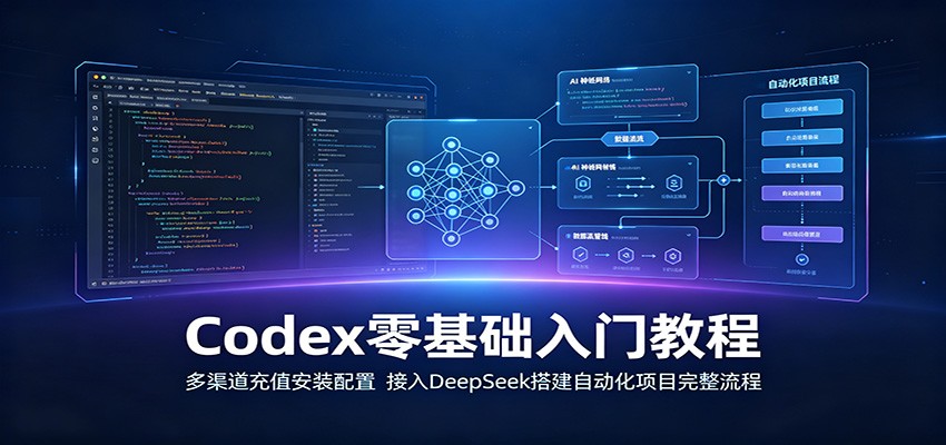 Codex零基础入门教程:多渠道充值安装配置,接入DeepSeek搭建自动化项目完整流程-老吴出海笔记