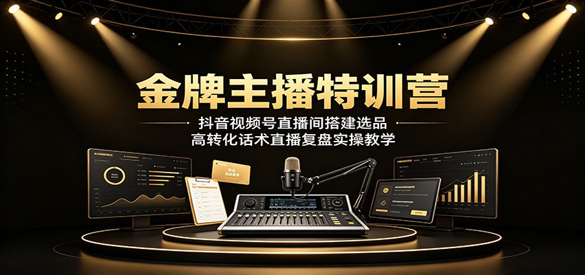 金牌主播特训营:抖音视频号直播间搭建选品,高转化话术直播复盘实操教学-老吴出海笔记