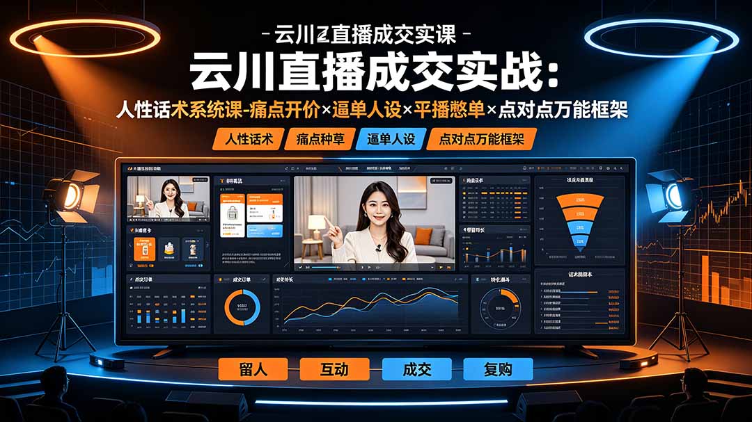 云川直播成交实战:人性话术系统课-痛点种草×塑品开价×逼单人设×平播憋单×点对点万能框架-老吴出海笔记