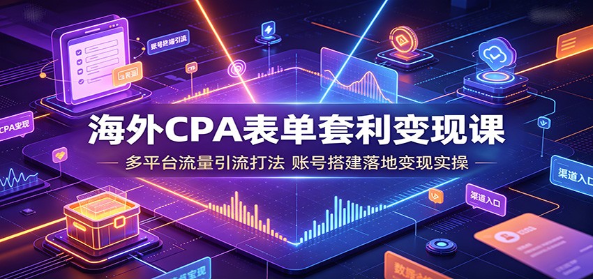 海外CPA表单套利变现课:多平台流量引流打法,账号搭建落地变现实操-老吴出海笔记