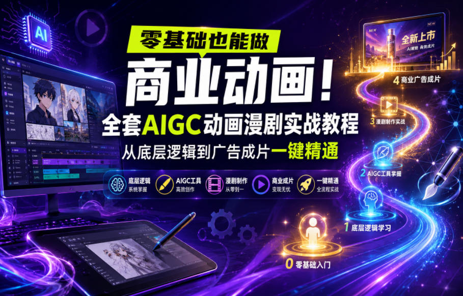 零基础也能做商业动画！全套AIGC动画漫剧实战教程，从底层逻辑到广告成片一键精通(更新0715)-老吴出海笔记