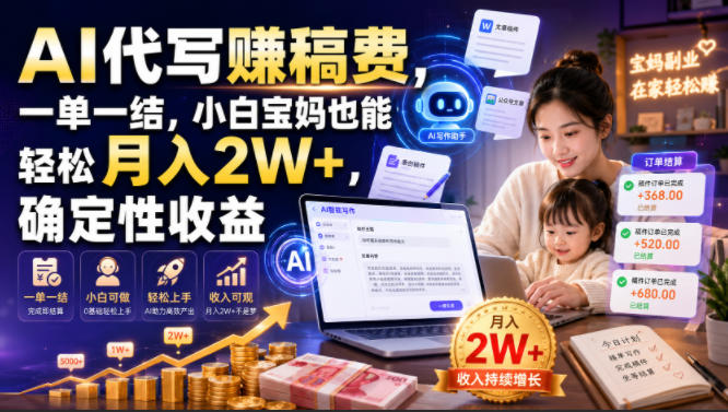 AI代写賺稿费,一单一结,小白宝妈也能轻松月入2W+,确定性收益【揭秘】-老吴出海笔记