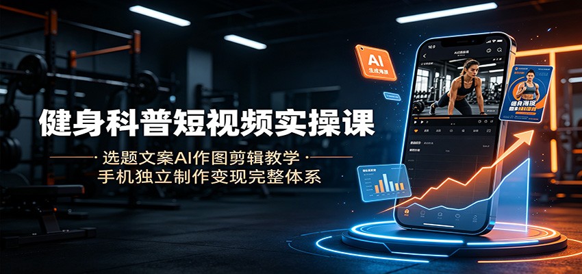 健身科普短视频实操课:选题文案AI作图剪辑教学,手机独立制作变现完整体系-老吴出海笔记