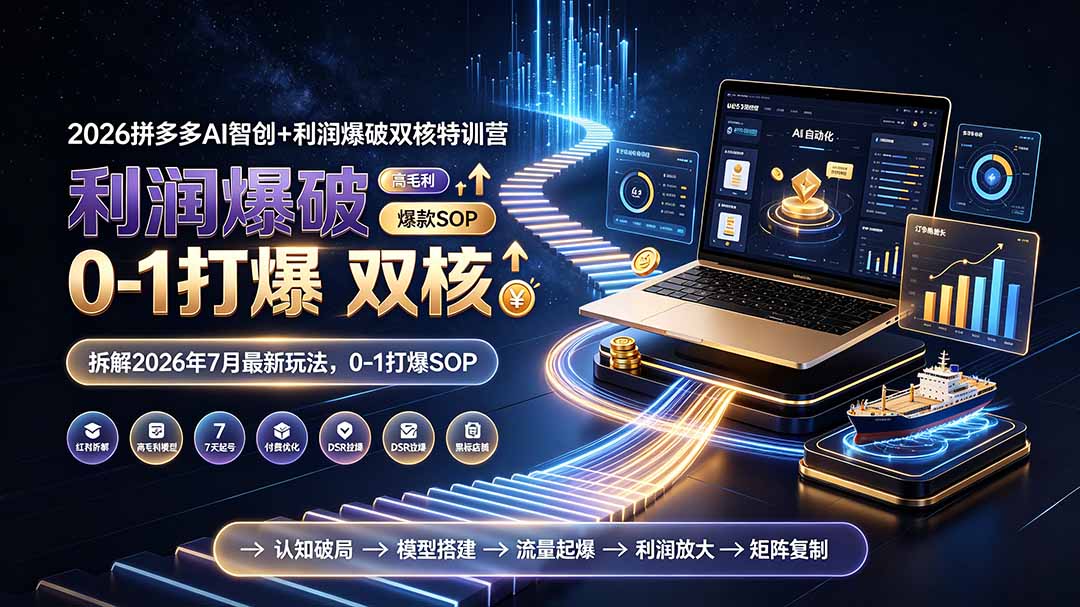 2026拼多多AI智创+利润爆破双核特训营-更新:拆解2026年7月最新玩法,0-1打爆SOP-老吴出海笔记