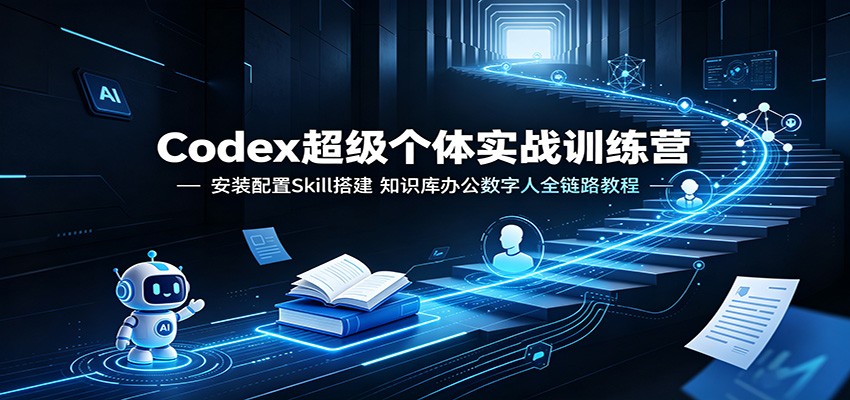 Codex超级个体实战训练营:安装配置Skill搭建,知识库办公数字人全链路教程-老吴出海笔记
