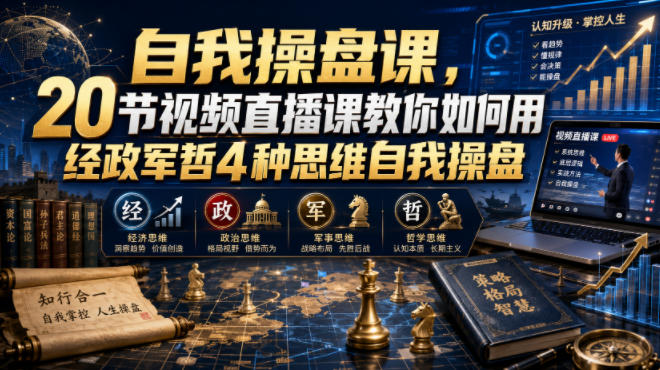 自我操盘课,20节视频直播课教你如何用经政军哲4种思维自我操盘-老吴出海笔记