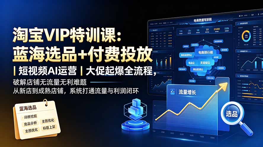 淘宝VIP特训课：蓝海选品+付费投放｜短视频AI运营｜大促起爆全流程，破解店铺无流量无利润难题-老吴出海笔记