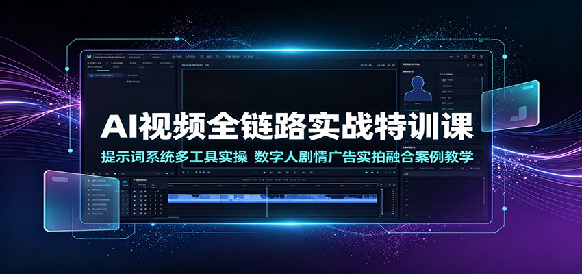 AI视频全链路实战特训课:提示词系统多工具实操,数字人剧情广告实拍融合案例教学-老吴出海笔记