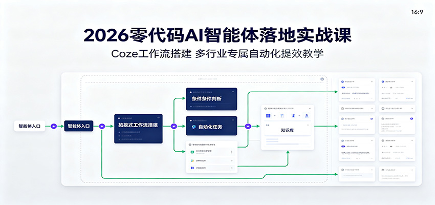 2026零代码AI智能体落地实战课:Coze工作流搭建,多行业专属自动化提效教学-老吴出海笔记