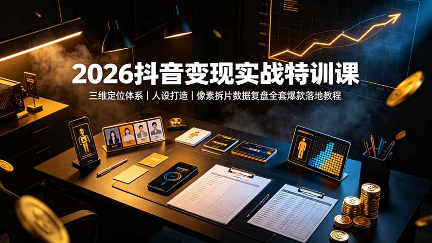 2026抖音变现实战特训课：三维定位体系｜人设打造｜像素拆片数据复盘全套爆款落地教程-老吴出海笔记