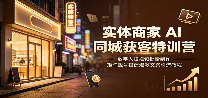 实体商家AI同城获客特训营:数字人短视频批量制作,矩阵账号搭建爆款文案引流教程-老吴出海笔记