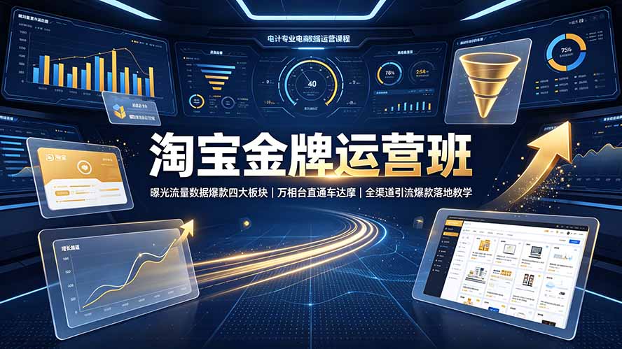 淘宝金牌运营班-7月:曝光流量数据爆款四大板块|万相台直通车达摩|全渠道引流爆款落地教学-老吴出海笔记
