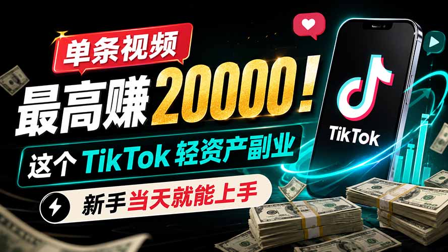 单条视频最高赚 20000!这个 TikTok 轻资产副业,新手当天就能上手-老吴出海笔记