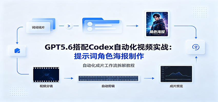 GPT5.6搭配Codex自动化视频实战:提示词角色海报制作,自动化成片工作流拆解教程-老吴出海笔记