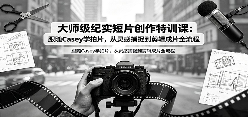 大师级纪实短片创作特训课:跟随Casey学拍片,从灵感捕捉到剪辑成片全流程-老吴出海笔记