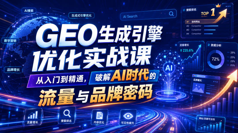 GEO生成引擎优化实战课，从入门到精通，破解AI时代的流量与品牌密码-老吴出海笔记