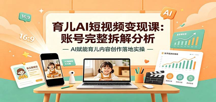 育儿AI短视频变现课:账号完整拆解分析,AI赋能育儿内容创作落地实操-老吴出海笔记