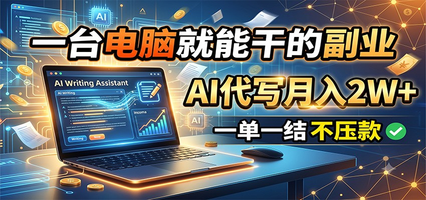 一台电脑就能干的副业,AI代写月入2W+,一单一结不压款-老吴出海笔记