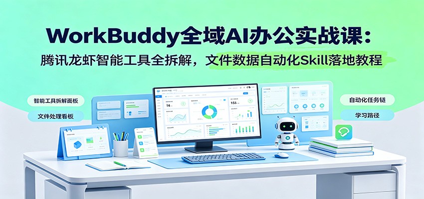 WorkBuddy全域AI办公实战课:腾讯龙虾智能工具全拆解,文件数据自动化Skill落地教程-老吴出海笔记