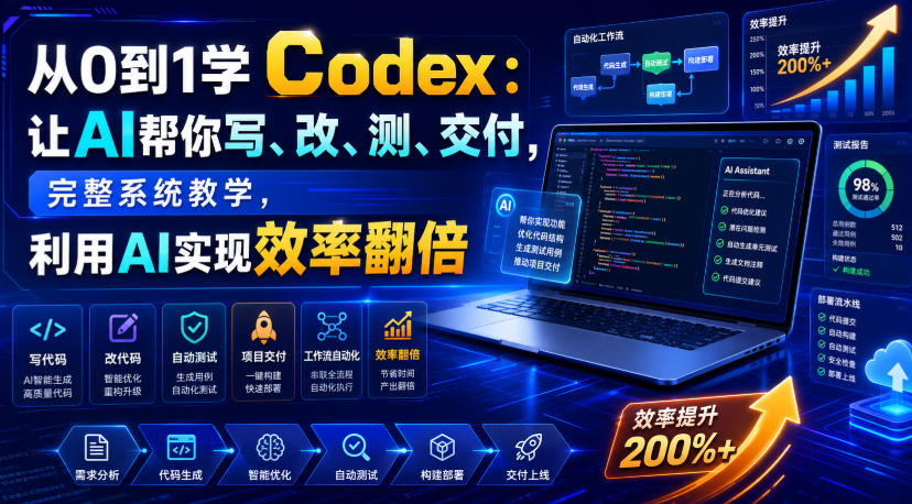 从0到1学Codex:让AI帮你写、改、测、交付,完整系统教学,利用AI实现效率翻倍-老吴出海笔记