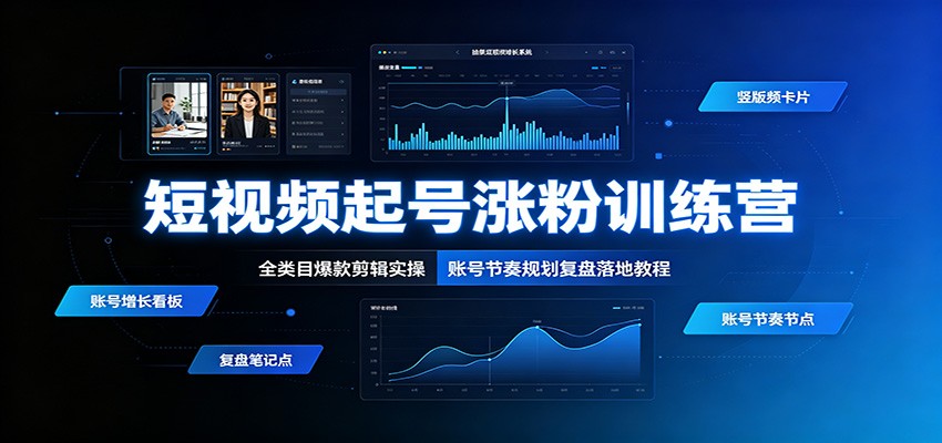 短视频起号涨粉训练营:全类目爆款剪辑实操,账号节奏规划复盘落地教程-老吴出海笔记