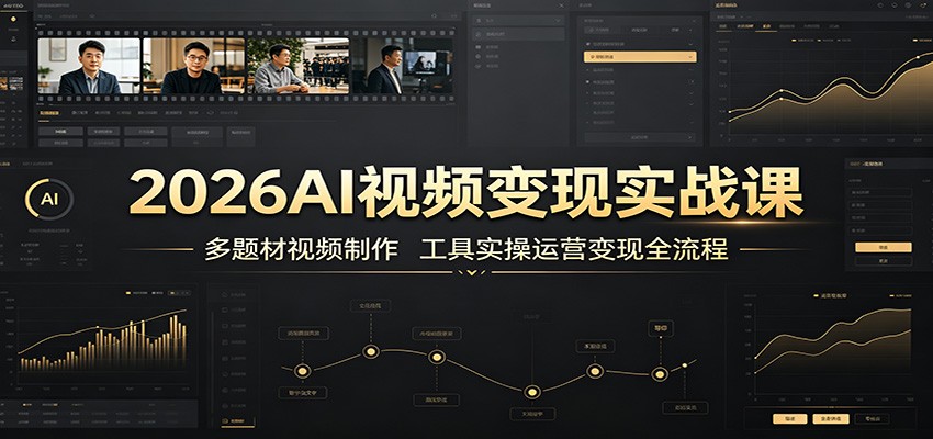 2026AI视频变现实战课:多题材视频制作,工具实操运营变现全流程-老吴出海笔记