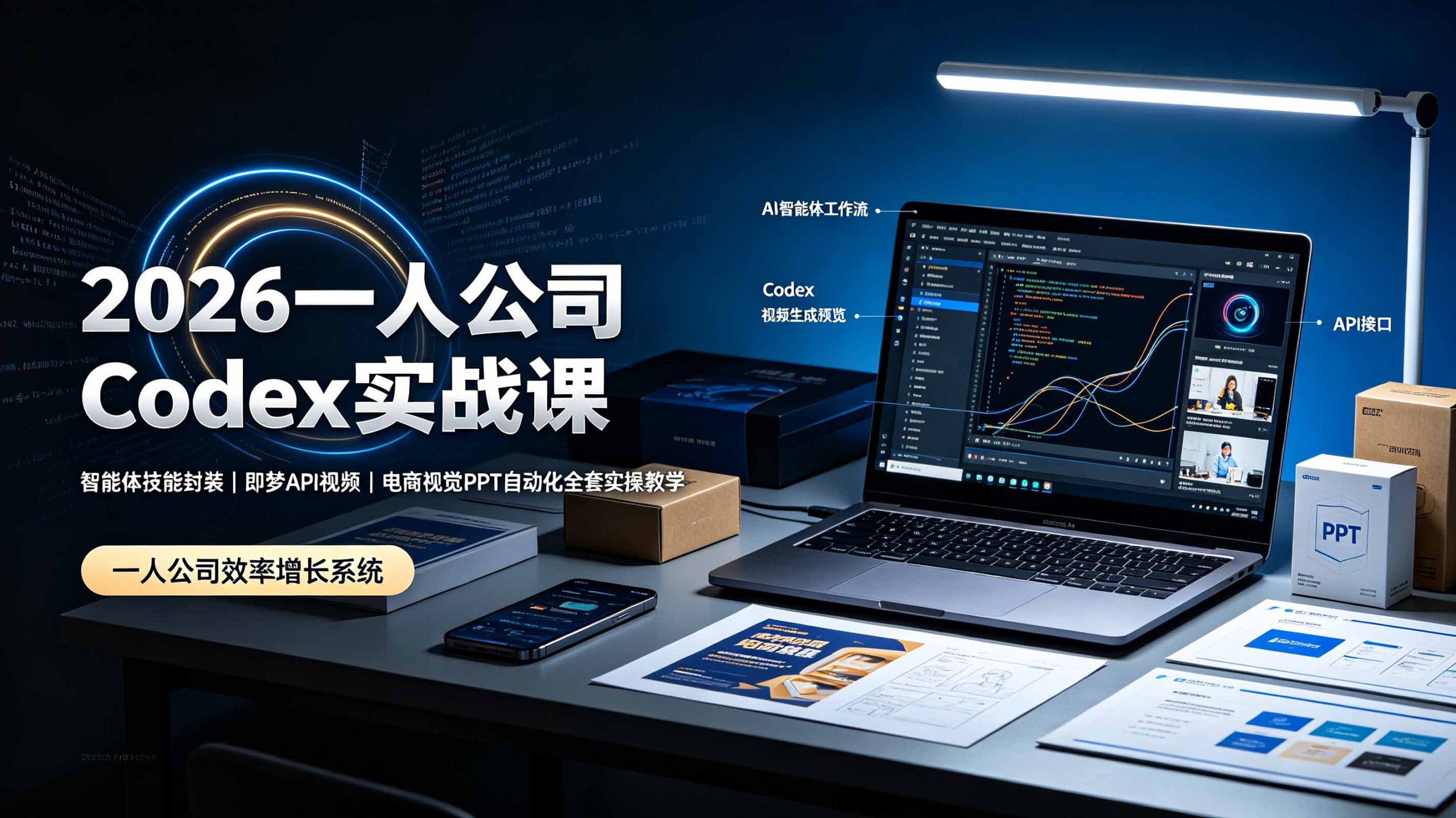 2026一人公司Codex实战课◆智能体技能封装|即梦API视频|电商视觉PPT自动化全套实操教学-老吴出海笔记