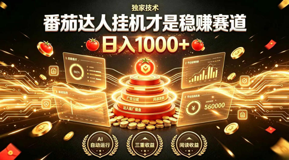 别再瞎找副业！番茄达人挂G才是稳賺赛道，日入1000+，全程傻瓜式操作，可矩阵放大【揭秘】-老吴出海笔记