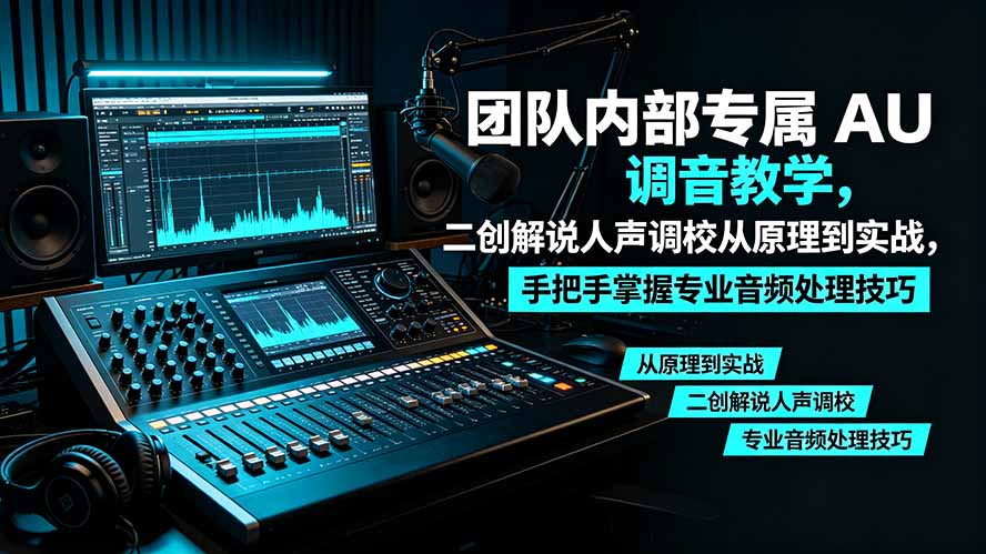 某大佬团队内部专属 AU 调音教学,二创解说人声调校从原理到实战,手把手掌握专业音频处理技巧-老吴出海笔记