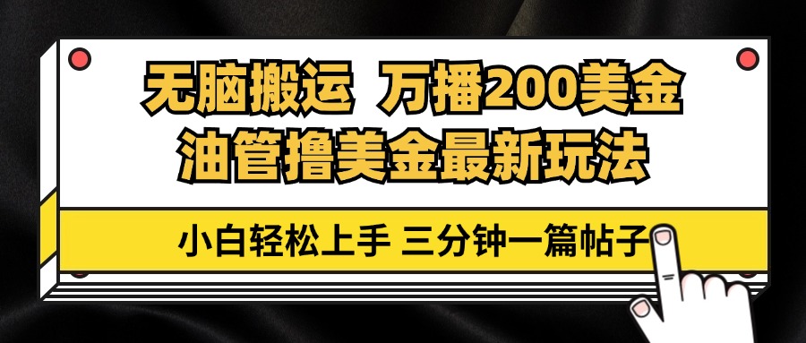 油管无脑搬运撸美金玩法教学,万播200刀,三分钟一篇帖子,小白轻松上手-老吴出海笔记