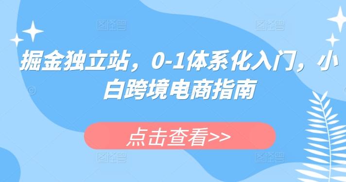 掘金独立站,0-1体系化入门,小白跨境电商指南-老吴出海笔记