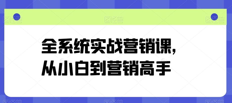 全系统实战营销课,从小白到营销高手-老吴出海笔记