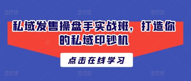 私域发售操盘手实战班,打造你的私域印钞机-老吴出海笔记
