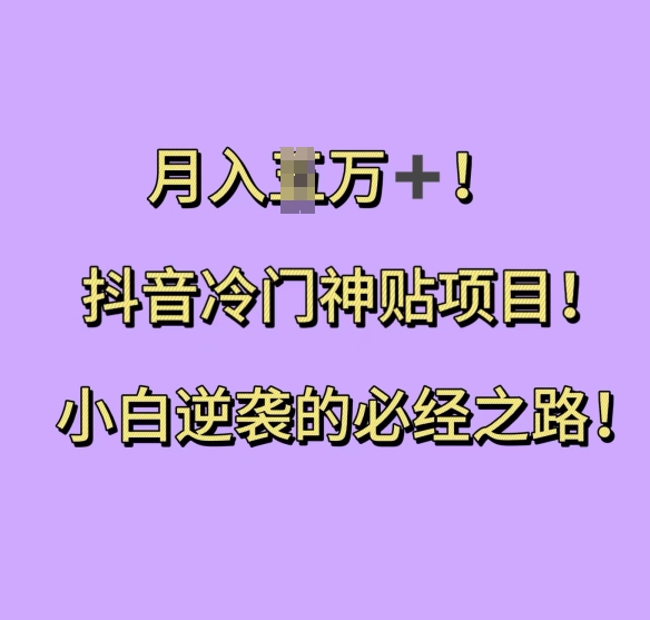 抖音冷门神贴项目,小白逆袭的必经之路,月入过W【揭秘】-老吴出海笔记