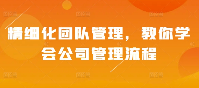 精细化团队管理，教你学会公司管理流程-老吴出海笔记