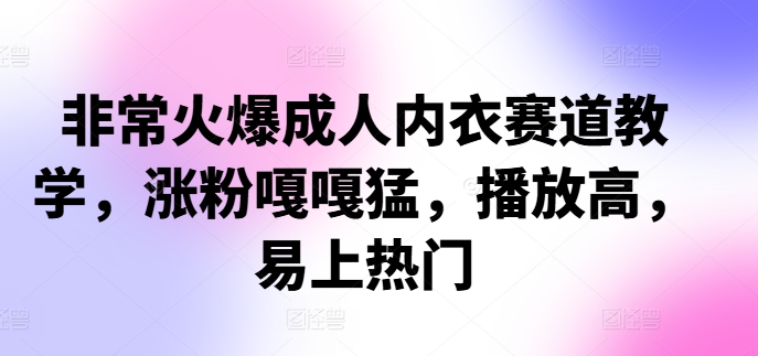 非常火爆成人内衣赛道教学,涨粉嘎嘎猛,播放高,易上热门-老吴出海笔记
