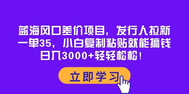 蓝海风口差价项目,发行人拉新,一单35,小白复制粘贴就能搞钱!日入30...-老吴出海笔记